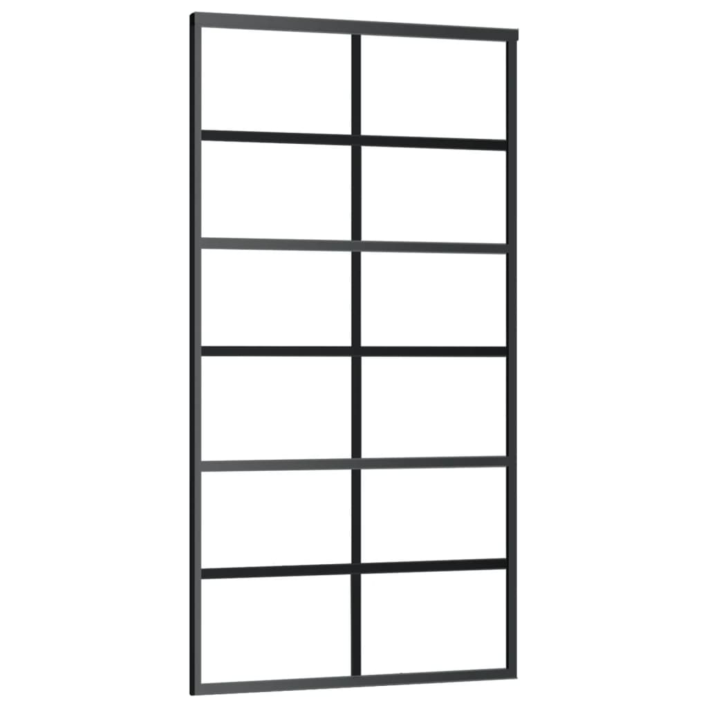 Sliding Door ESG Glass and Aluminium 102x205 cm Black