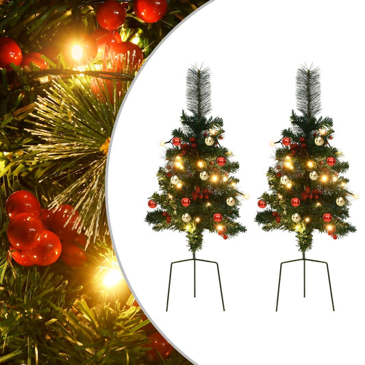 Artificial Pathway Pre-lit Christmas Tree 2 pcs 76 cm PVC