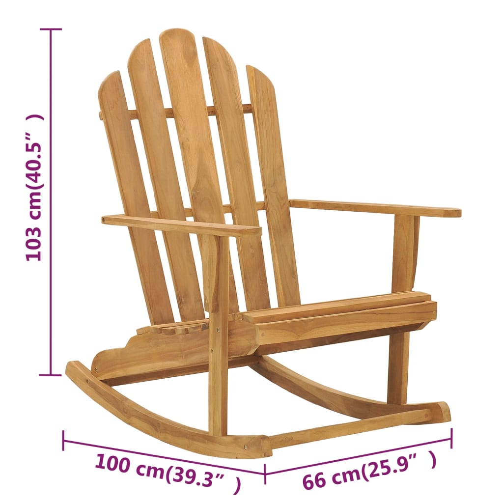 Adirondack Rocking Chairs 2 pcs Solid Wood Teak