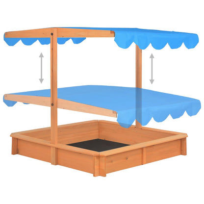 Sandbox with Adjustable Roof Firwood 115x115x115 cm