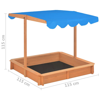 Sandbox with Adjustable Roof Firwood 115x115x115 cm