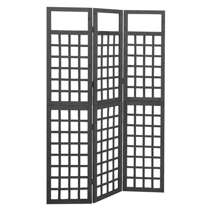 3-Panel Room Divider/Trellis Solid Fir Wood Black 121x180 cm