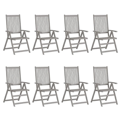 Garden Reclining Chairs 8 pcs Grey Solid Acacia Wood