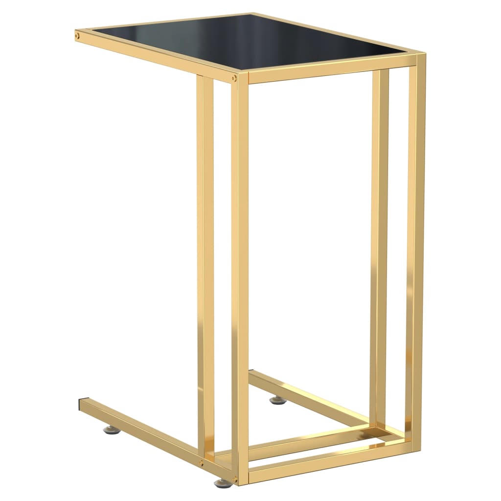 Computer Side Table Black 50x35x65 cm Tempered Glass