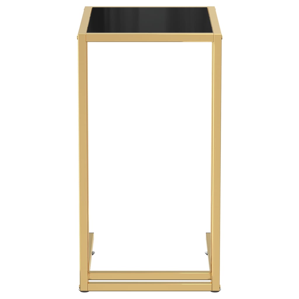 Computer Side Table Black 50x35x65 cm Tempered Glass