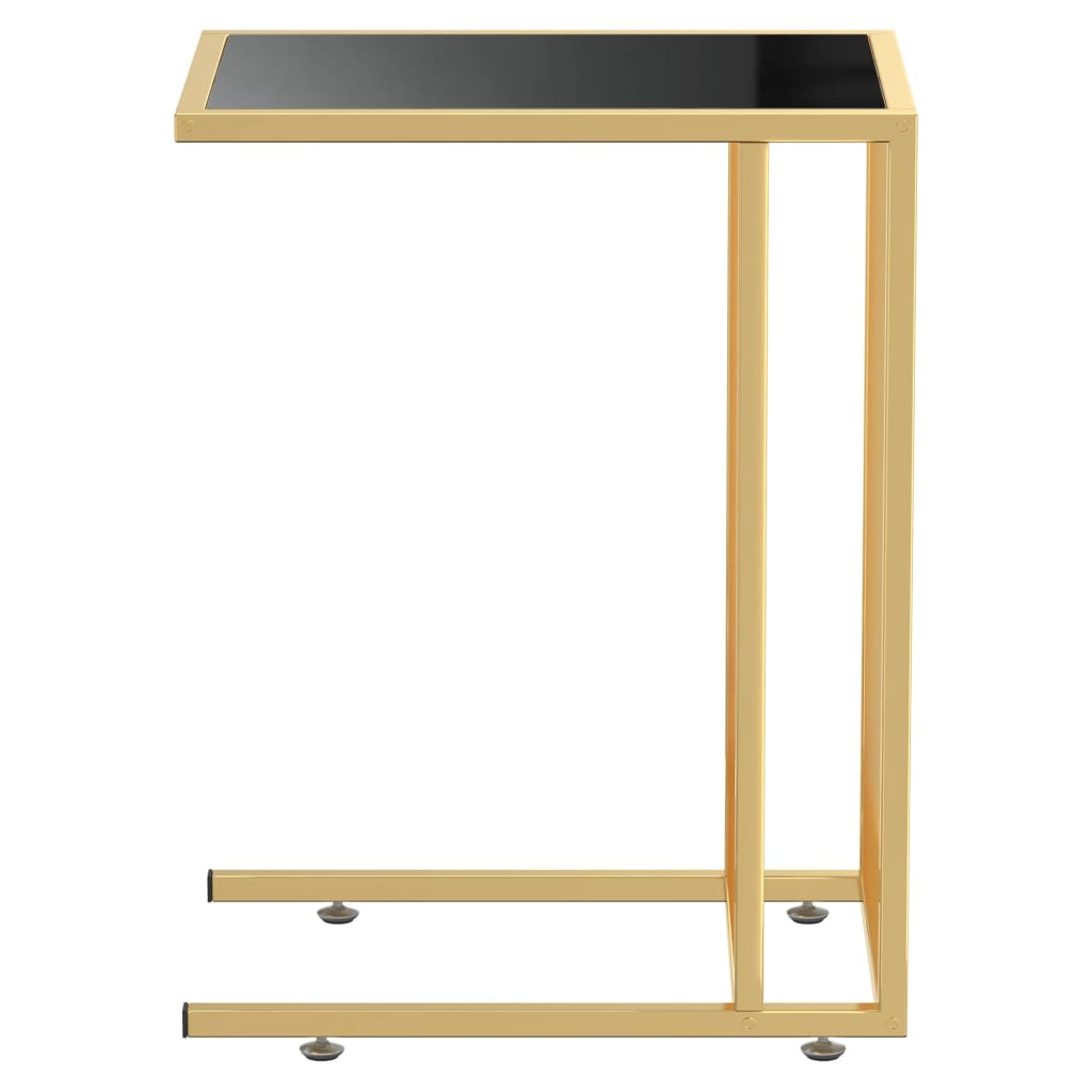 Computer Side Table Black 50x35x65 cm Tempered Glass