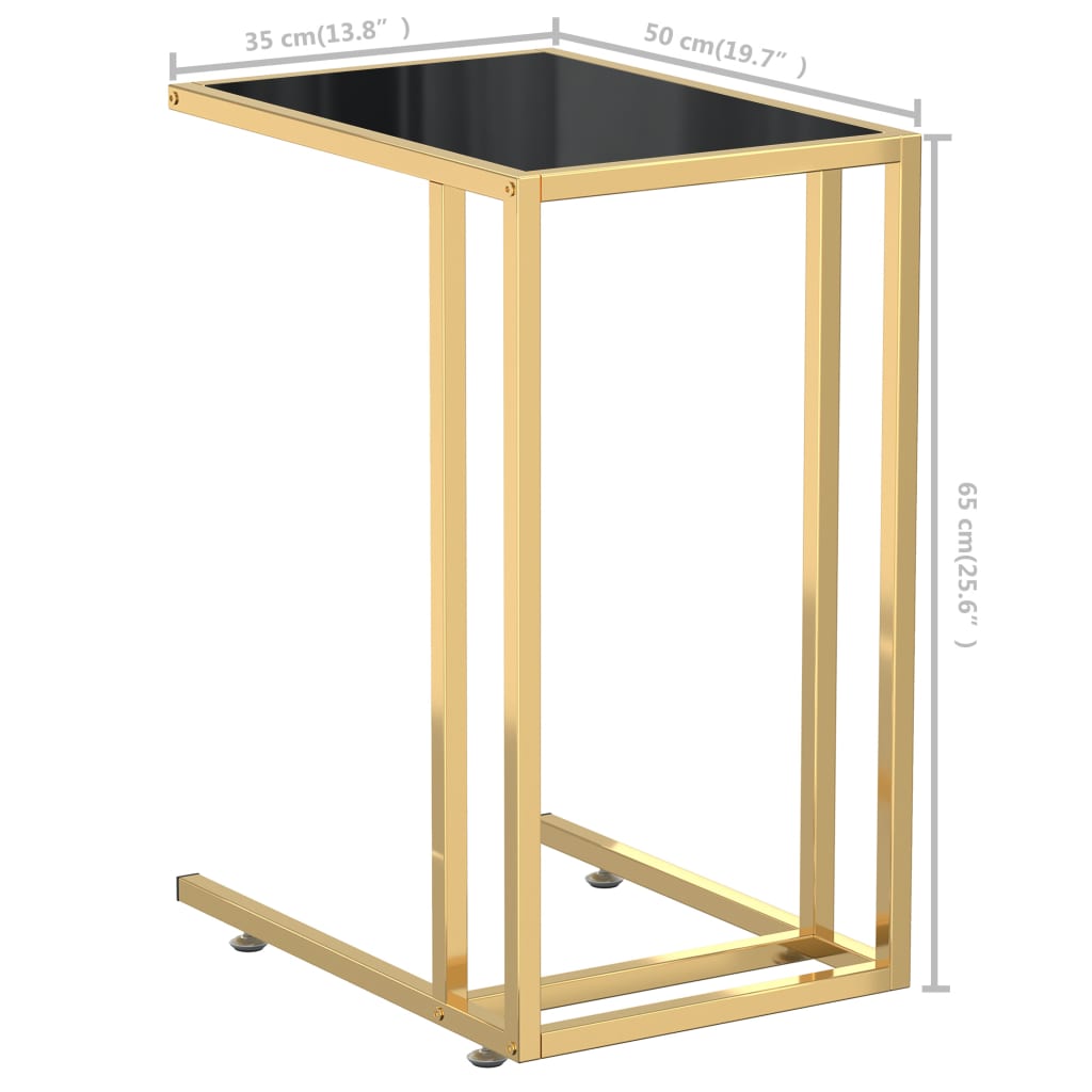 Computer Side Table Black 50x35x65 cm Tempered Glass