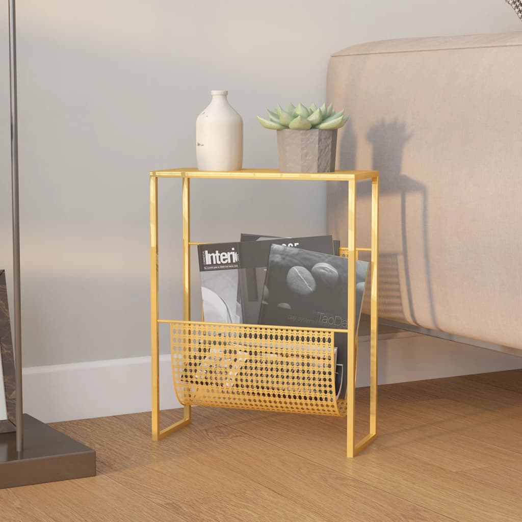 Magazine Rack Gold 35x15x45 cm Steel