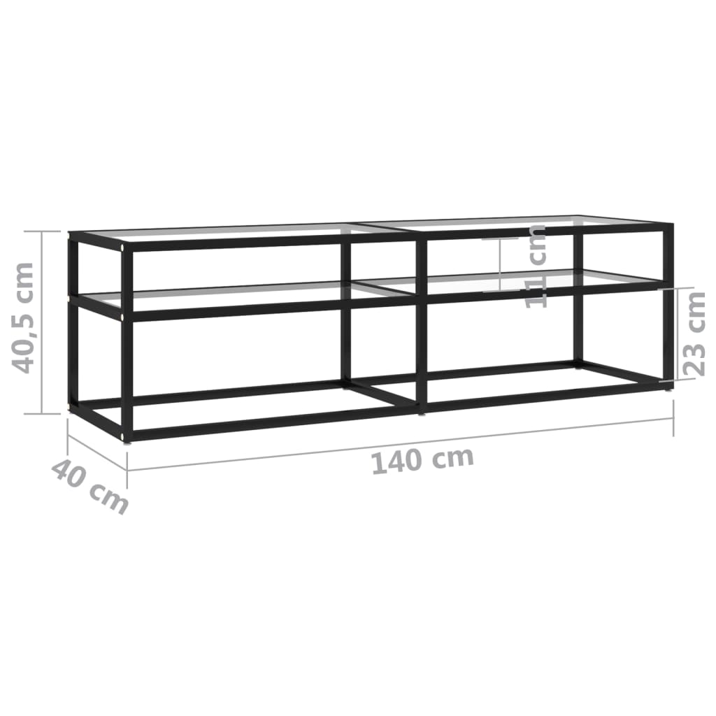 TV Cabinet Transparent 140x40x40.5 cm Tempered Glass