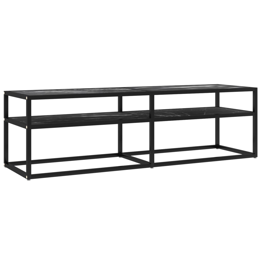 TV Cabinet Black Marble 140x40x40.5 cm Tempered Glass