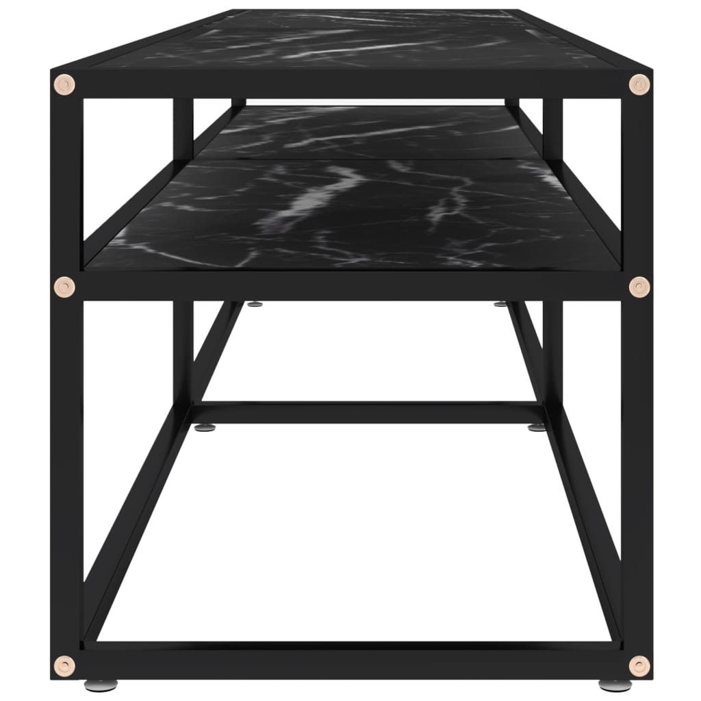 TV Cabinet Black Marble 160x40x40.5 cm Tempered Glass