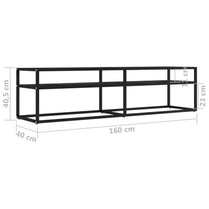 TV Cabinet Black Marble 160x40x40.5 cm Tempered Glass