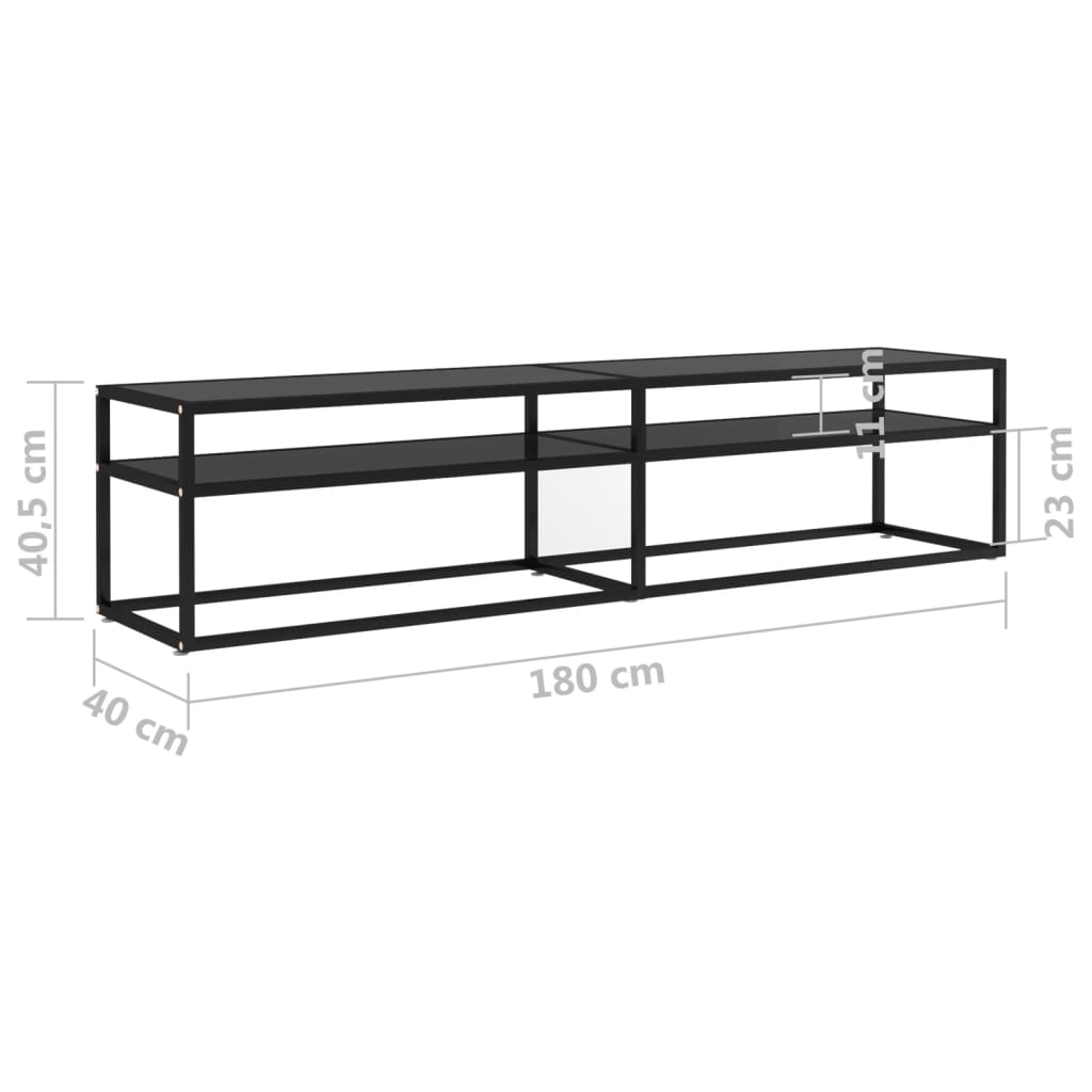 TV Cabinet Black 180x40x40.5 cm Tempered Glass