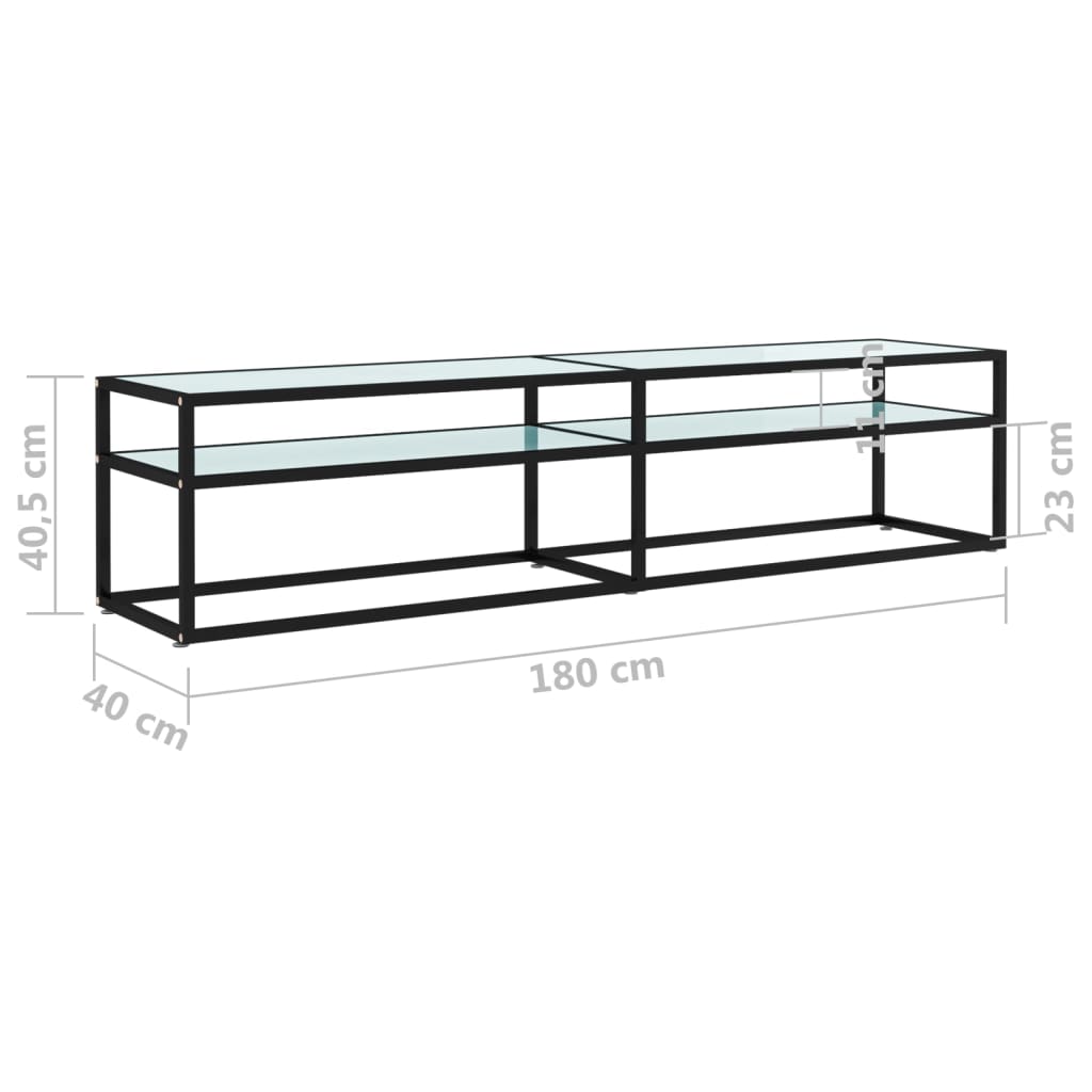 TV Cabinet White Marble 180x40x40.5 cm Tempered Glass