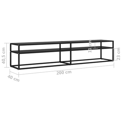 TV Cabinet Black 200x40x40.5 cm Tempered Glass