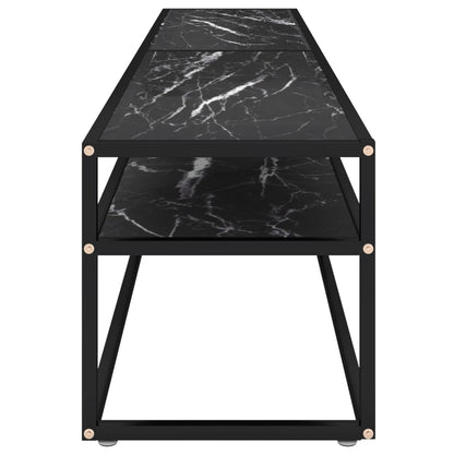 TV Cabinet Black Marble 200x40x40.5 cm Tempered Glass