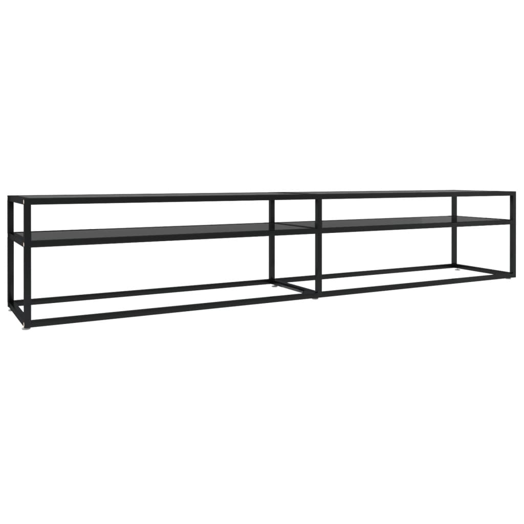 TV Cabinet Black 220x40x40.5 cm Tempered Glass