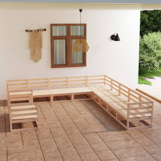 11 Piece Garden Lounge Set Solid Wood Pine