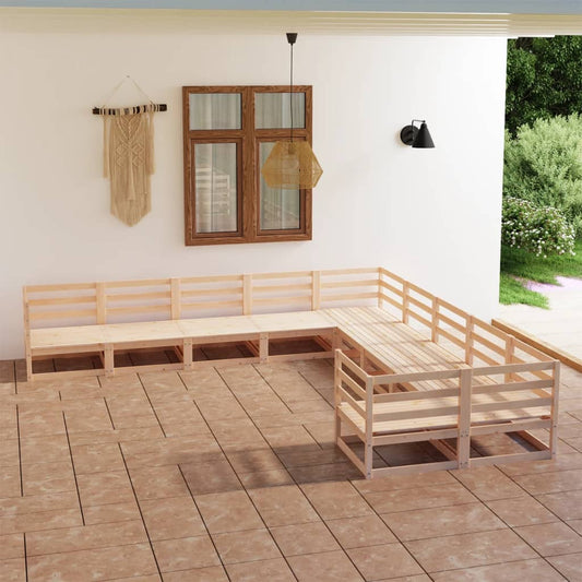 10 Piece Garden Lounge Set Solid Pinewood