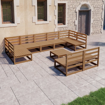 10 Piece Garden Lounge Set Solid Pinewood