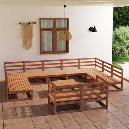 12 Piece Garden Lounge Set Solid Pinewood