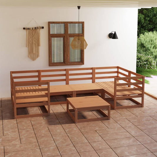 7 Piece Garden Lounge Set Solid Pinewood