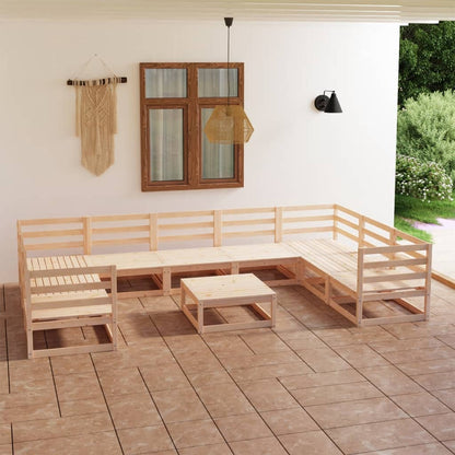 10 Piece Garden Lounge Set Solid Pinewood