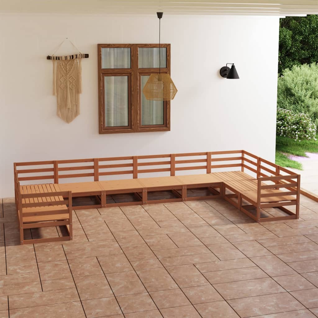 10 Piece Garden Lounge Set Solid Pinewood