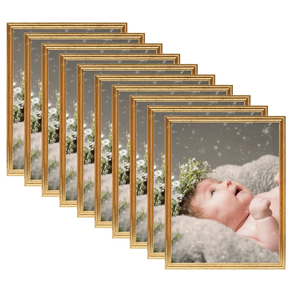 Photo Frames Collage 10 pcs for Table Gold 13x18 cm MDF