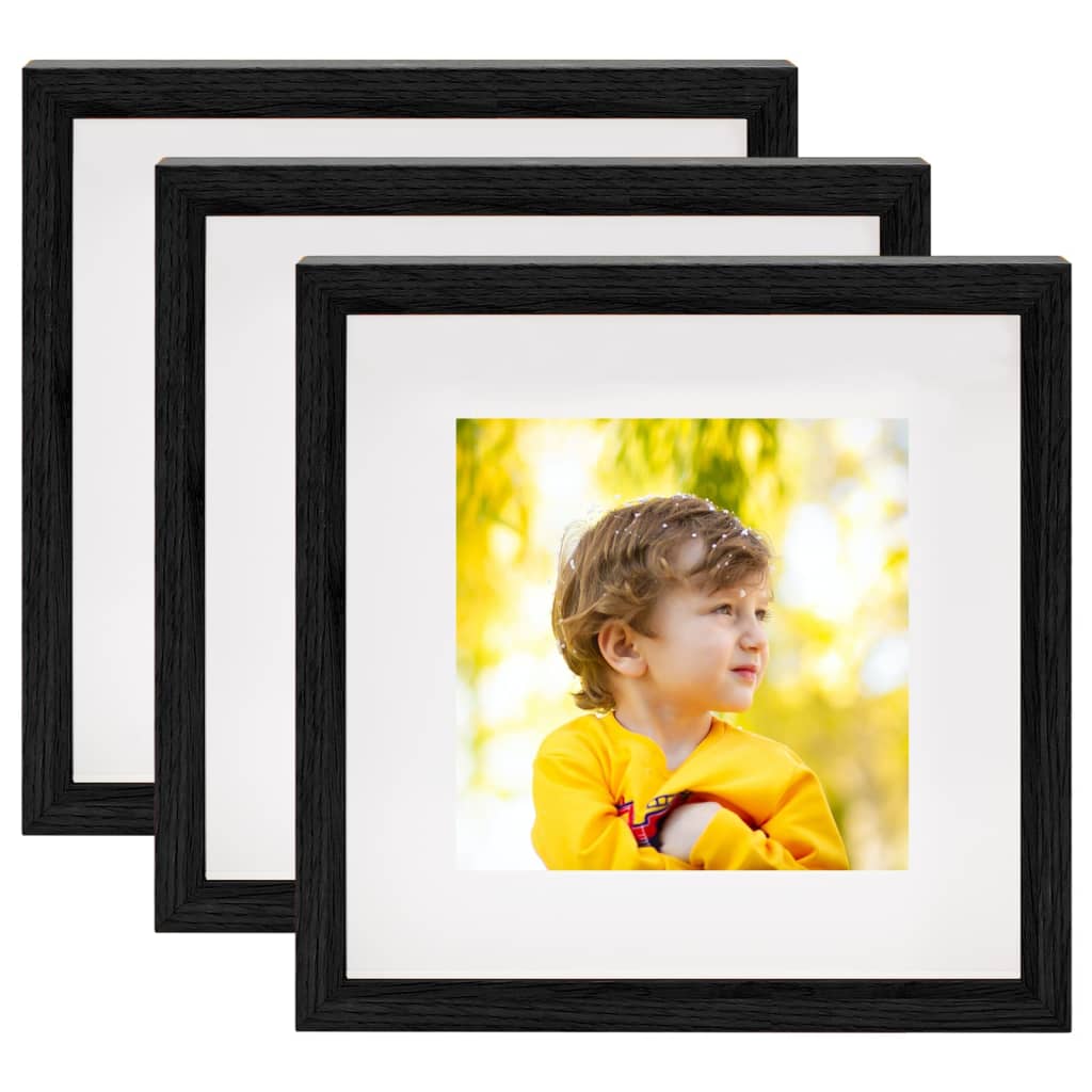 3D Box Photo Frames 3 pcs Black 23x23 cm for 13x13 cm Picture