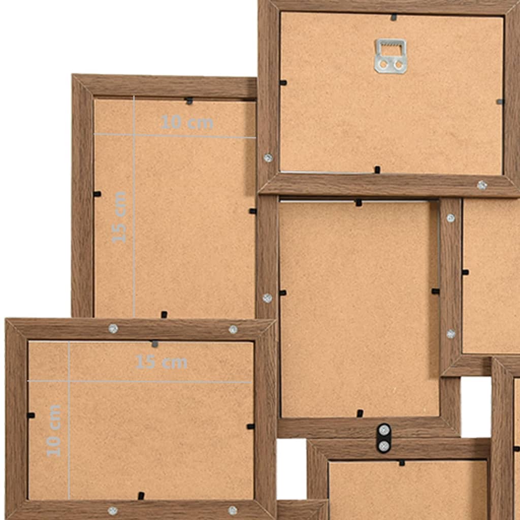 Collage Photo Frame for 10x(10x15 cm) Picture Light Brown MDF