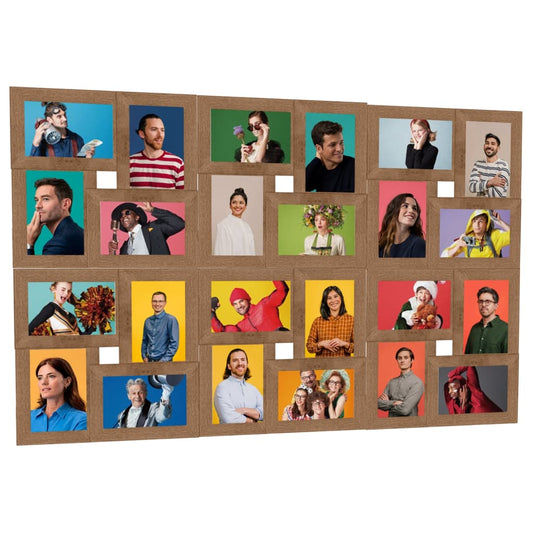 Collage Photo Frame for 24x(13x18 cm) Picture Light Brown MDF