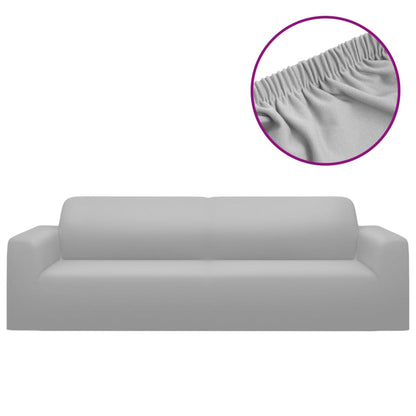 3-Seater Stretch Couch Slipcover Grey Polyester Jersey