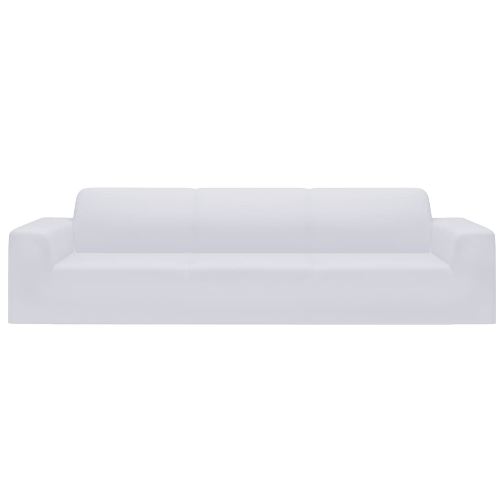 4-Seater Stretch Couch Slipcover White Polyester Jersey