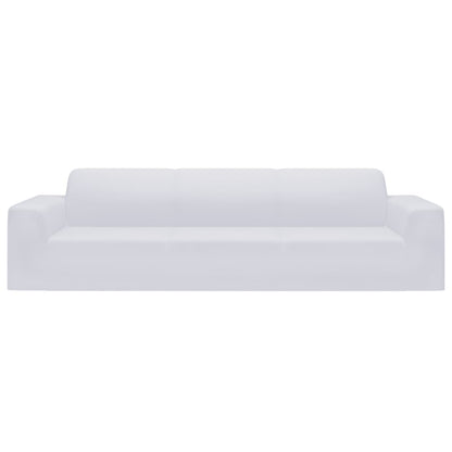 4-Seater Stretch Couch Slipcover White Polyester Jersey