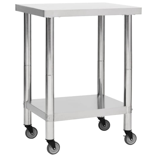 Kitchen Work Table with Wheels 80x45x85 cm Stainless Steel