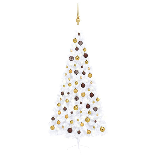 Artificial Half Pre-lit Christmas Tree with Ball Set White 210 cm