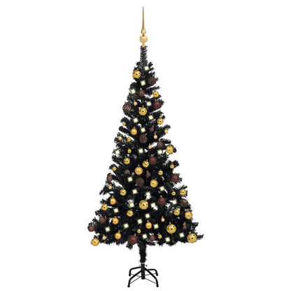 Artificial Pre-lit Christmas Tree with Ball Set Black 120 cm PVC