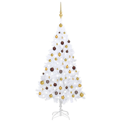 Artificial Pre-lit Christmas Tree with Ball Set White 150 cm PVC