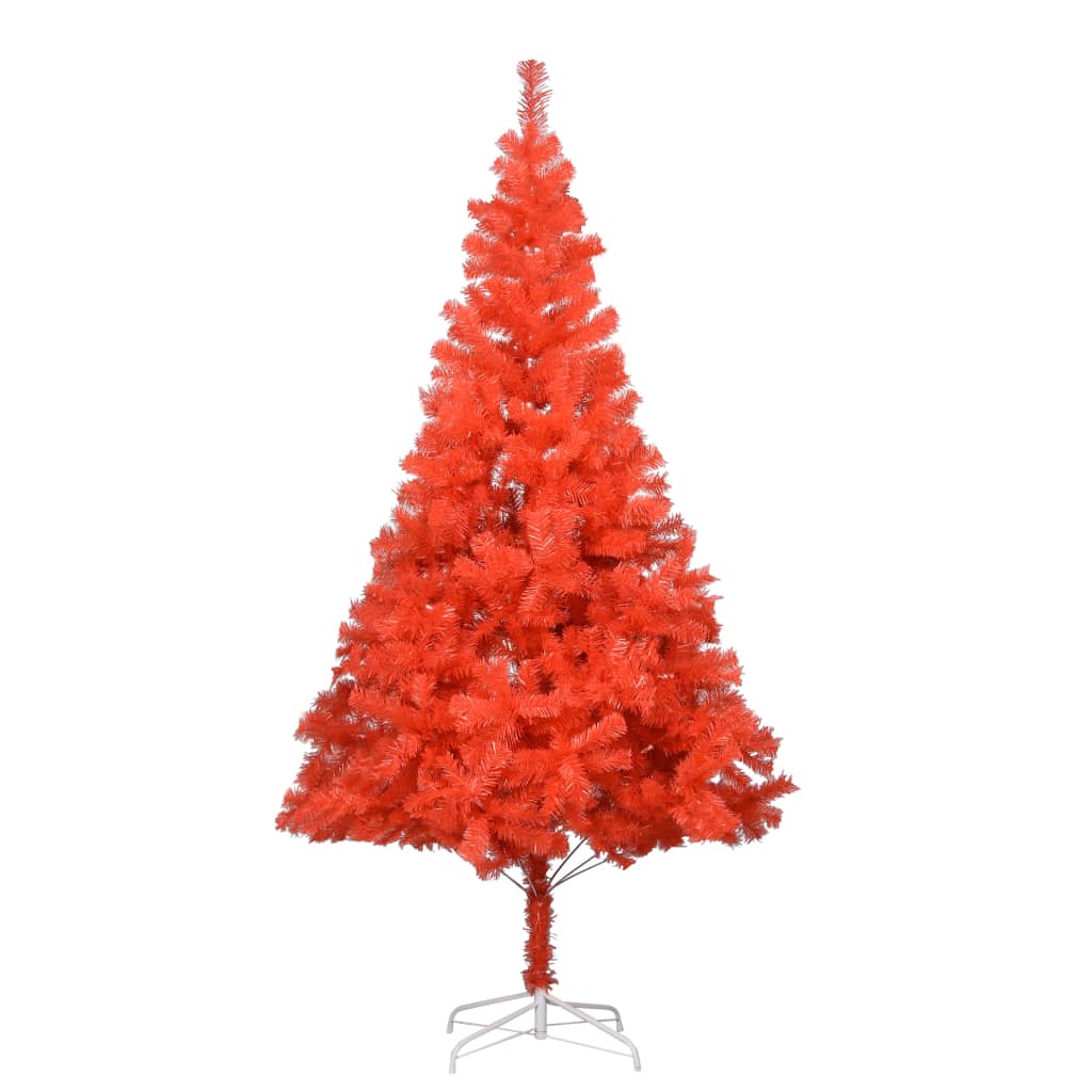 Artificial Pre-lit Christmas Tree with Ball Set Red 180 cm PVC