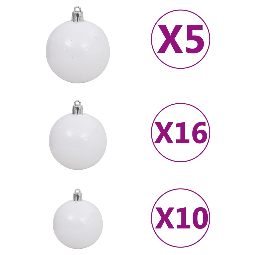 Artificial Pre-lit Christmas Tree with Ball Set White 210 cm