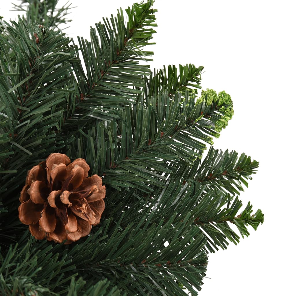 Artificial Pre-lit Christmas Tree with Pine Cones Green 150 cm