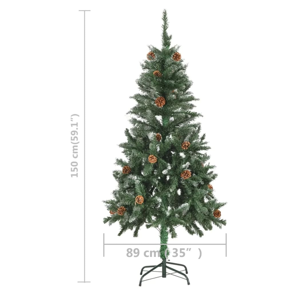 Artificial Pre-lit Christmas Tree with Pine Cones 150 cm