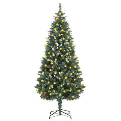 Artificial Pre-lit Christmas Tree with Pine Cones 180 cm