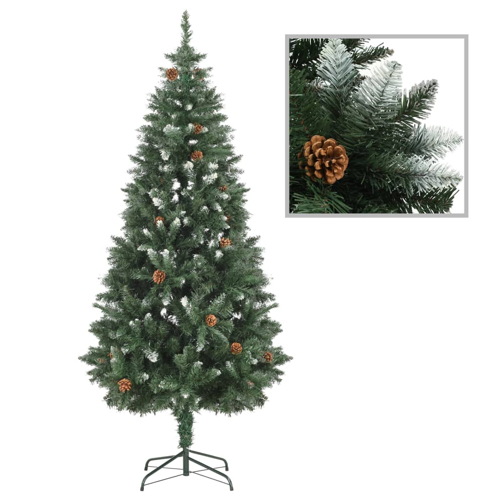 Artificial Pre-lit Christmas Tree with Pine Cones 180 cm