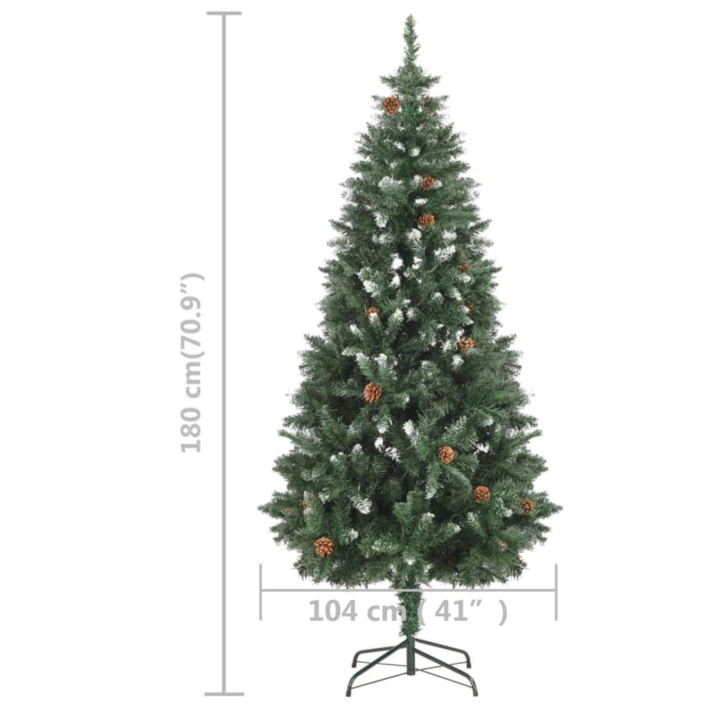 Artificial Pre-lit Christmas Tree with Pine Cones 180 cm