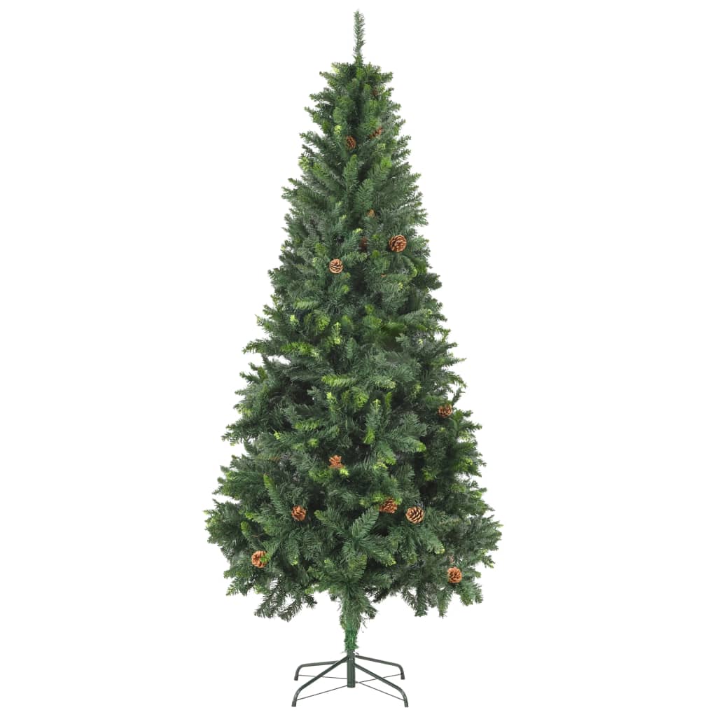 Artificial Pre-lit Christmas Tree with Ball Set Pine Cones 210 cm