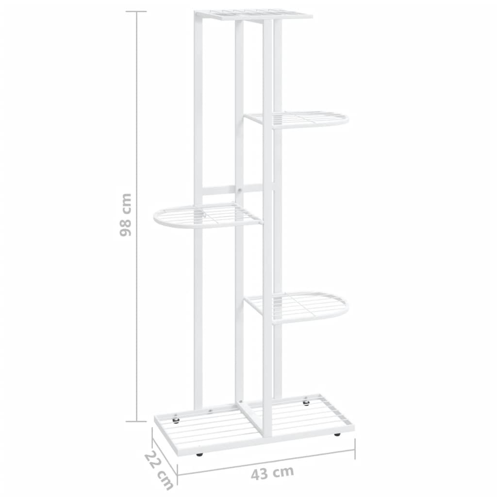 5-Floor Flower Stand 43x22x98 cm White Metal