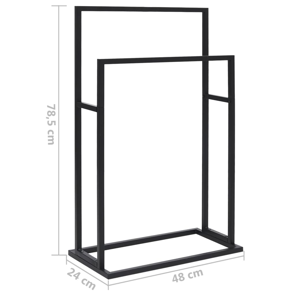 Freestanding Towel Rack Black 48x24x78.5 cm Iron