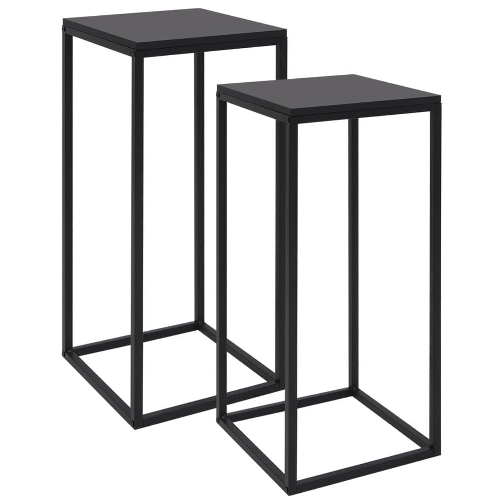 Side Tables 2 pcs Black Steel